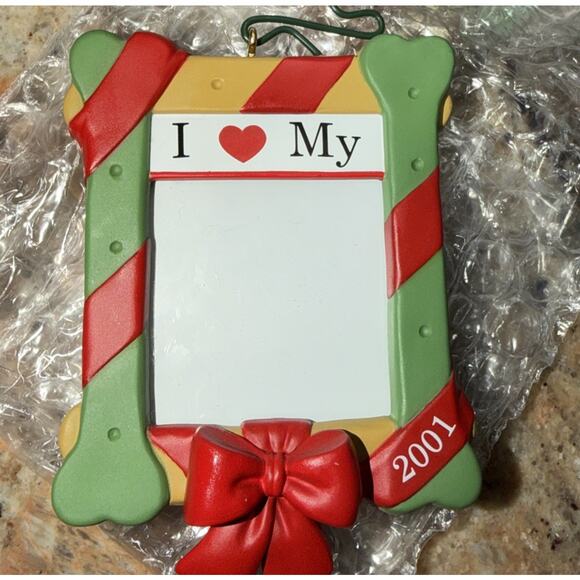 Hallmark 2001 “I ❤️ My Dog” Photo Holder Ornament – Keepsake Christmas Frame - Picture 3 of 4